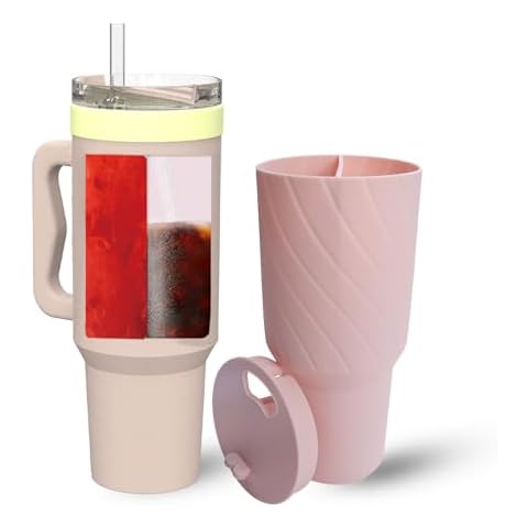 2-in-1 Drink Separator Silicone Liner for Stanley Cup Accessories, Reusable Dispenser Liner for Stanley 40 oz Tumbler with Handle, for Party, Leisure, Outdoor, Office Double Drinks Silicone Bag Cover