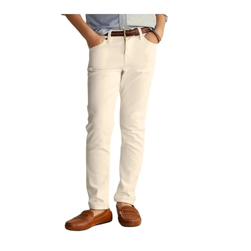 Free Folks Boys White Denim Pants, Mid Rise Skinny Jeans for Kids, Ages 3-9, 98% Cotton, Regular Fit, Long Length