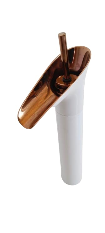 GK Brass White and Rosegold Glossy Hot and Cold Mixer Faucet 12 inch Tap