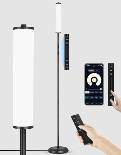 OUTON Lampada da Terra LED con Telecomando e Controllo App, 1500 LM, 16 Milioni di Colori, 32 Modalità Scena, Sync Musicale, Piantana d’Angolo Moderna per Soggiorno, Camera da Letto, Gaming, Nero