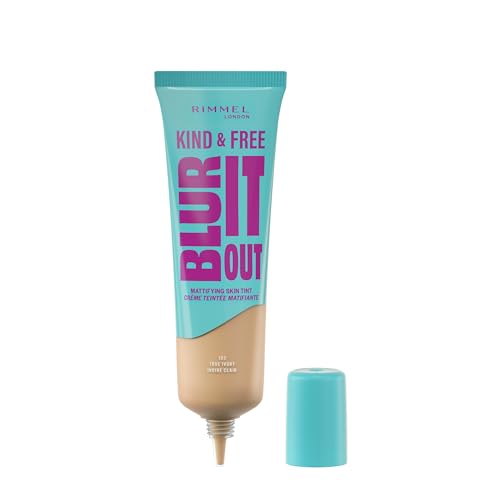 Rimmel Kind & Free Blur It Out Mattifying Skin Tint 103 True Ivory Lightweight Matte Finish Minimises Pores Infused with Cica Complex and Vitamin E SPF 20 All-Day Shine Control 30ml