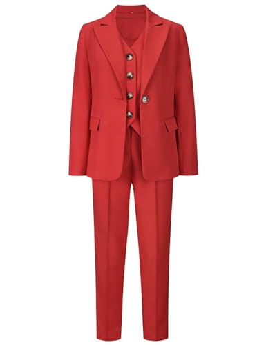 Women's 3 Piece Suit Lady Business Casual Office Pants Suits for Women One Button Slim Fit Blazer Jacket Vest Pants Set4