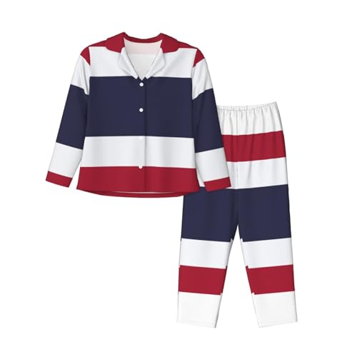 Ensemble pyjama manches longues confortable imprimé Thaïlande vêtement de nuit 2 pièces