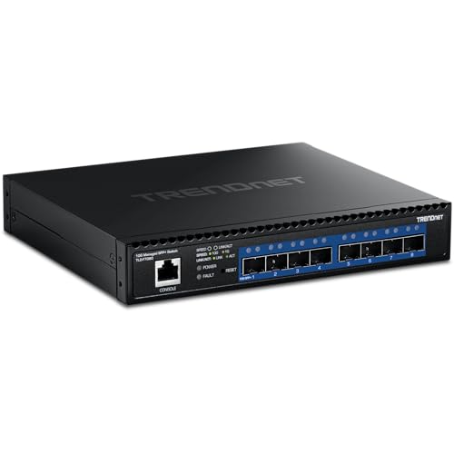 TRENDnet 8-Port 10G Layer 2 Managed SFP+ Switch TL2-F7080 8 x 10G SFP+ Ports Web-Based Management NDAA + TAA Compliant 160Gbps Layer 2 Hub Ethernet Splitter