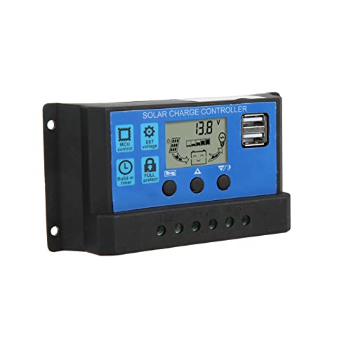 Generic Controlador de Panel Solar 30A, Controlador de Carga Solar Eficiente 30A Universal 3 Niveles de Control PWM Carga para Paneles Solares de 12 V/24 V