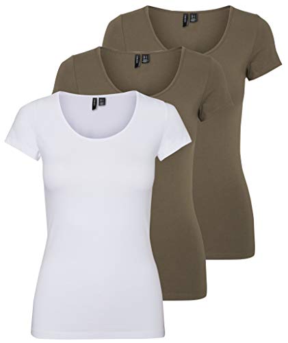 VERO MODA Damen VMMAXI My Soft SS U-Neck GA 3PACK 10247489,...