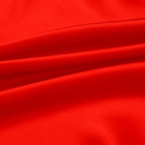 Lollipop Red 100% Pure Silk Fabric Solid Color Charmeuse Fabrics by The Pre-Cut 1 Yard for Sewing Apparel Width 44 inch