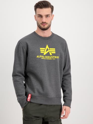 Alpha Industries Herren Basic Pullover Sweatshirt, Blickdicht, Charcoal Heather, M – Ansicht 4