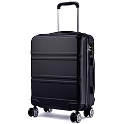 Kono Maleta Cabina 55x40x22cm Maletas de Viaje Cabina Rígida ABS Equipaje de Mano con 4 Ruedas y Cerradura de Combinación TSA (S, Negro)