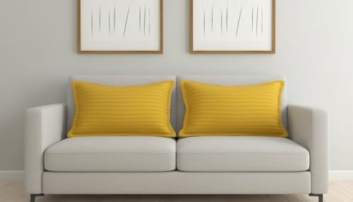 Image of Filymore Stripe Yellow Pillow Covers Set of 2 Covers| Made with Pure Microfiber Soft & Skin Friendly Pillow Cases | Size (17 x 27 inch (Yellow)