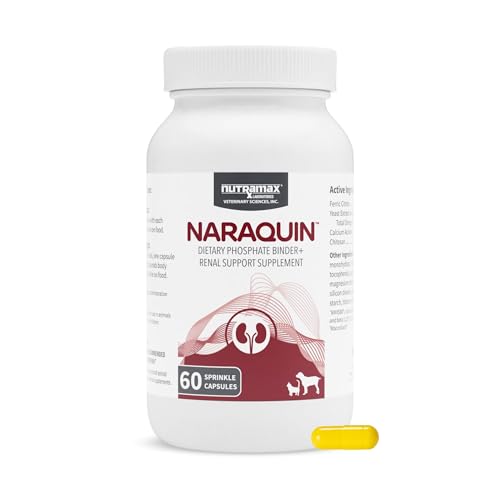 Nutramax Laboratories NARAQUIN Dietary Phosphate Binder + Renal Support Supplement for Cats & Dogs 60 Count