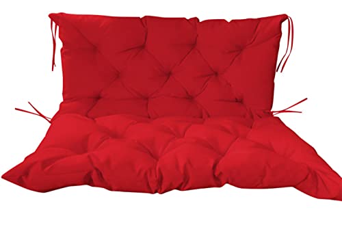 Coussin de banc d'extérieur rouge 120x100x10 cm pour jardin