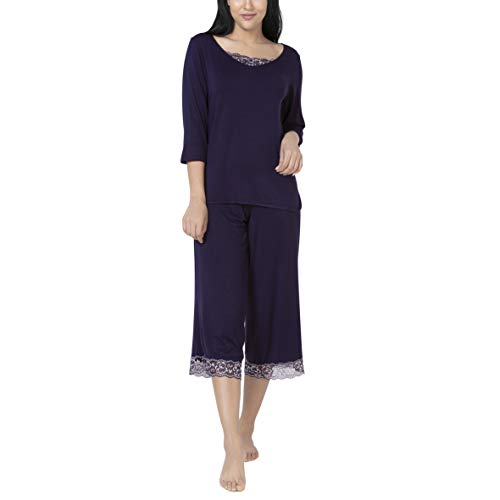 Image of Amante Solid Below Knee Mid Rise Capri Sleep Bottom