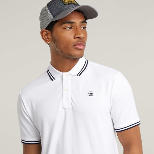 G-STAR RAW Herren Dunda Slim Stripe Poloshirt, Weiß (White D17127-5864-110), S – Ansicht 5