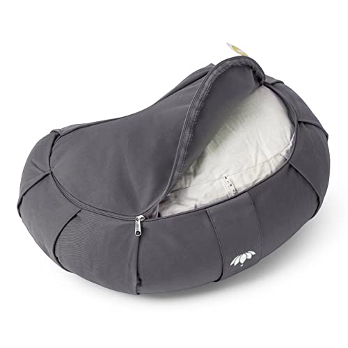 Lotuscrafts-Zafu-Meditation-Cushion-Crescent-Siddha-Height-15-cm-Spelt-Filling-Washable-Cover-Organic-Cotton-Yoga-Cushion-Meditation-Pillow-Yoga-Pillow-GOTS-Certified