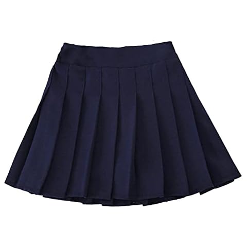 Agoky Falda Plisada para Niña con Pantalón Interior Azul Marino Cover