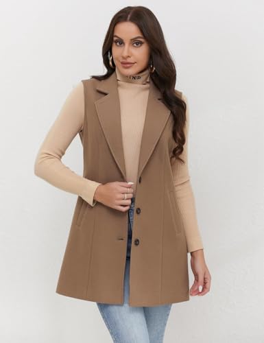 Image of IDEALSANXUN Plaid Vest for Women Fall Winter Sleeveless Blazer Jackets
