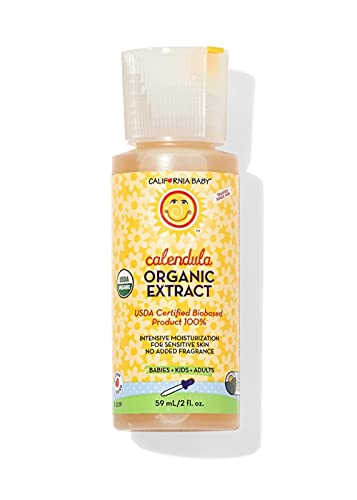 California Baby Organic Calendula Oil | 100% Plant-based | Hypoallergenic | Soothes Dry, Irritated Skin | 59 mL / 2 oz.