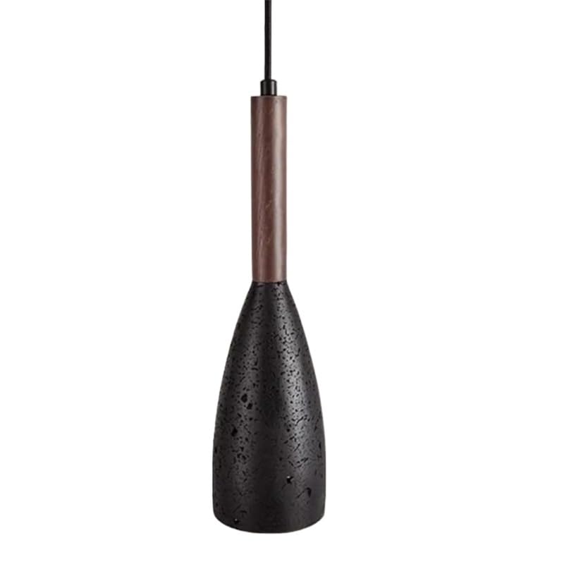 Lampe en travertin noir pour éclairer et décorer un îlot de cuisine moderne
