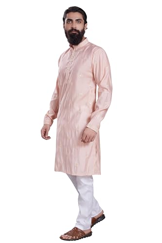 Image of DIVISIVE Men's Embroidered Cotton Silk Blend Only Slim Fit Kurta