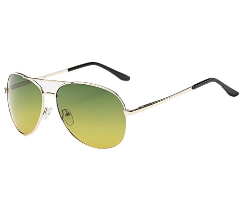 Mens Night View Night Vision Polarized Glasses Driver's Yellow UV400 Driving Sunglasses Goggles (Golden103)