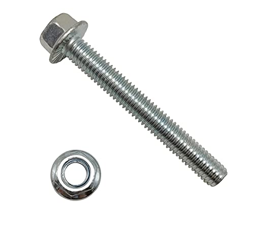 Image of 3 /8 Flanged Hex Head Bolts, 3 /8 Flanged Nuts, Flanged Hex Head Screws, Grade 5, Fully Threaded, 4 Pack (3 /8 inch-16 x 2-1 /4 inch)
