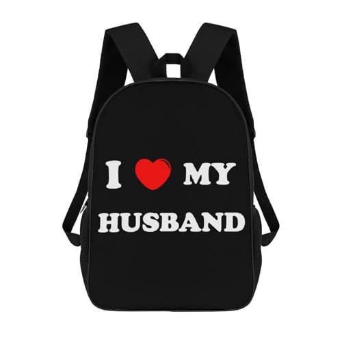 I Love My Husband 17 Inch Backpack Classic Travel Daypack with Adjustable Shoulder Straps for Men Women