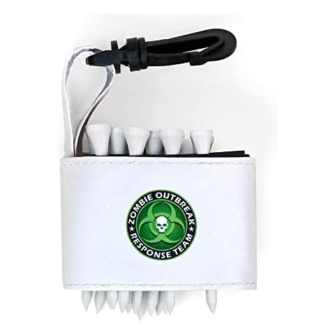 GOLF BALL DIVERS Marine Vinyl Water Proof Tee Bagger Clip on Golf Tee Holder Clown/Skull Theme with Tees (Image 72, 2-3/4 Inch Natural Tees) Cover