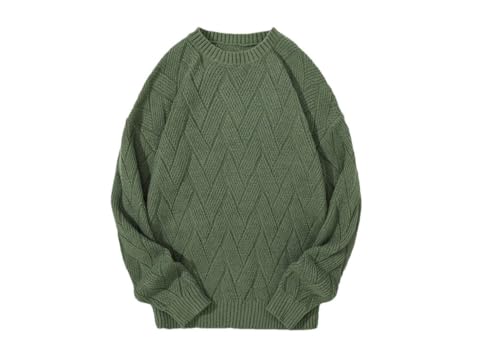 Men's Trendy Textured Sweater Round Neck Long Sleeve Casual All Match Pullovers