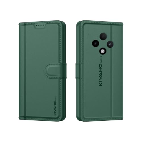 Image of KIVANO LUXE Compatible for Oppo F27 5G Luxury Handmade Leather Magnetic Flip Folio Case | Card Holder & Kickstand | Slim Protective Cover | Unisex - Green