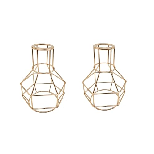 LEDSone Paquete de 2 lámparas colgantes industriales de alambre de metal dorado francés E27 para isla de cocina, comedor, casa de campo