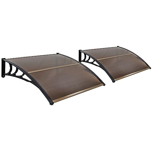 Tangkula-2-Pack-40-x-48-Window-Awning-Modern-Polycarbonate-Overhead-Door-Awning-with-Hollow-Sheet-for-Rain-Snow-Sunlight-Protection-UPF-50-Awnings-for-Patio-Door-Deck-Porch Tangkula 2 Pack 40 x 48 Window Awning Modern Polycarbonate Overhead Door Awning with Hollow Sheet for Rain Snow Sunlight Protection UPF 50 Awnings for Patio Door Deck Porch