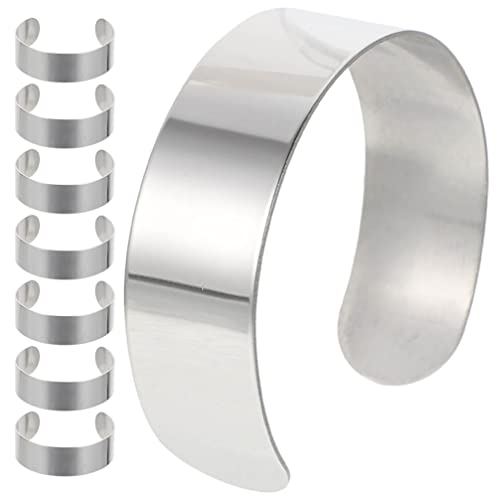 Milisten 8pcs Bracelet Blanks Stainless Steel Bracelet Cuffs Hammered &