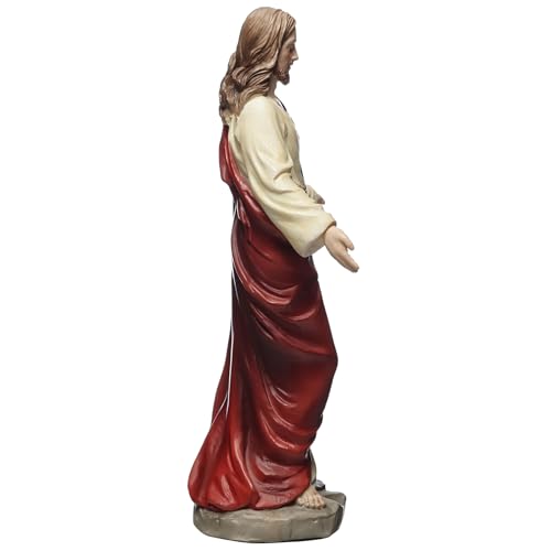 Estatua Religiosa Corazón Sagrado de Jesús Polyresina 6.13 pulg miniatura 7