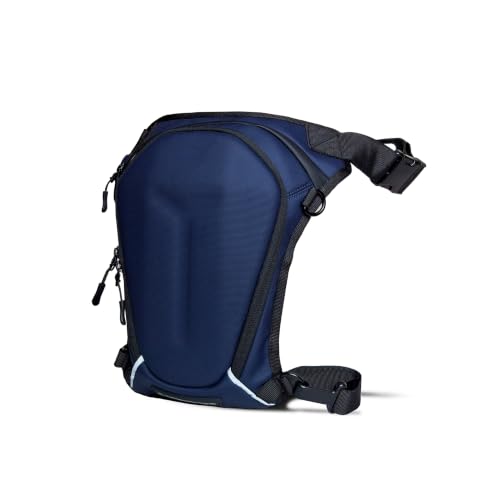Image of Carbonado Turtle Bags, Thigh Bag for Bikers, Fanny & Waist Bag for Man Woman; Multipurpose Water Repellent Utility Pouch, Cross Body, Strap to Leg & Hip for Motorcycling, Outdoor & Hiking - Blue