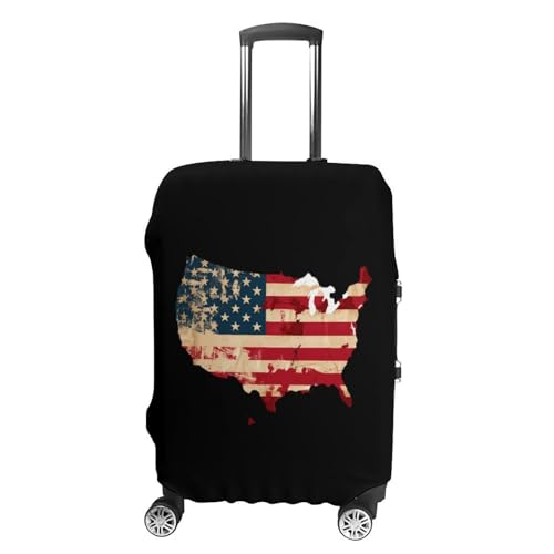 Vintage American Flag US Map Luggage Cover Suitcase Cover Protector Anti-scratch Travel Suitcase Wrap for Unisex L