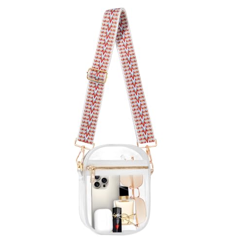 Image of Fibrdoo Clear Crossbody Purse Bag, Clear Bag Stadium Approved with Front Pocket for Concerts Sports Festivals