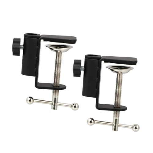 Parliky 2 PCS Adjustable Microphone Holder Clamp with Heavy Duty Base for Desk Mounting Stable Metal Construction for Live Streaming and Recording Clean Desktop Appearance