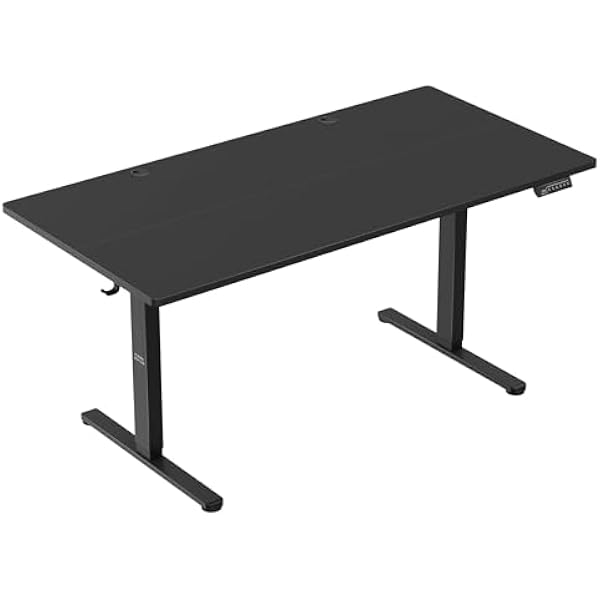 MARK ADLER Leader 7.6 - Biurko elektryczne do siedzenia i stania, 160 x 80 cm, zmotoryzowana regulacja od 72 do 118 cm, duży, ergonomiczny blat do pracy na siedzeniu i staniu, panel z pamięcią, czarny
