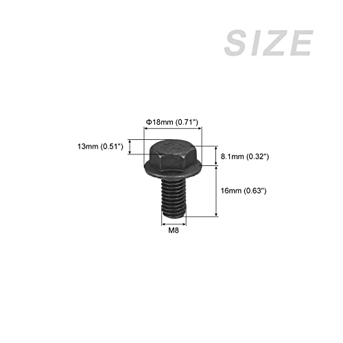 Image of METALLIXITY Flanged Hex Head Bolts (M8x16mm) 10pcs, Hexagon Serrated Flange Bolt Fully Thread Screw - for House Construction Hardware Fasteners