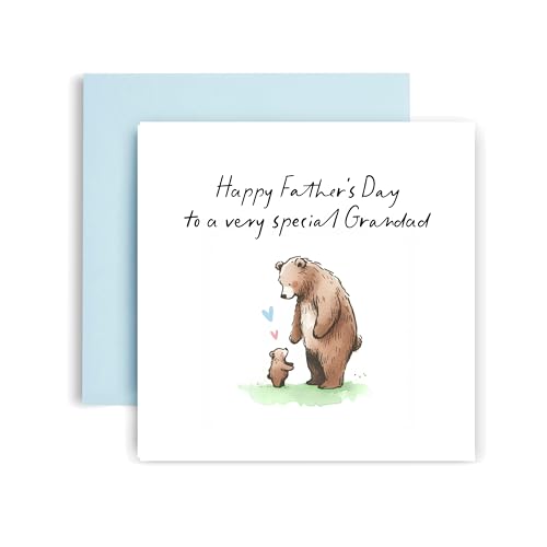 Huxters Fathers Day Card for Grandad Bear Special card from Daughter Son - 14.8cm