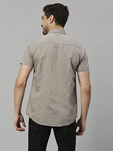 Image of Thomas Scott Men's | Solid | Half Sleeve | Slim Fit | Linen Blend | Spread Collar | Casual Shirt