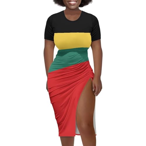 Image of Short Sleeve Dress for Women,Sexy Bodycon Dress,Plus Size Slit Dress,String Design s-4xl