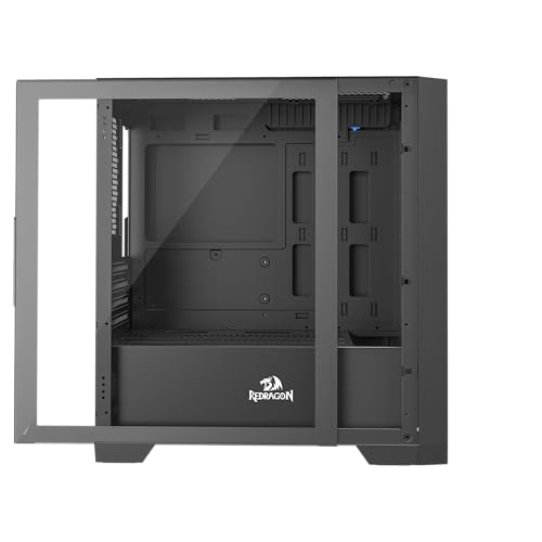 Gabinete para PC Redragon GC-540 ITX/Micro-ATX para juegos, con diseño magnético y filtro de polvo, panel lateral de acrílico transparente, I/O ajustable y flujo de aire completamente ventilado, con dos paneles de vidrio templado, color negro miniatura 5