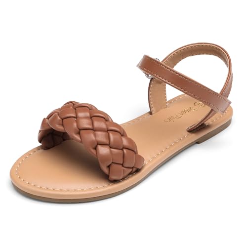 Image of DREAM PAIRS Girls Sandals Classic Open Toe Braided Flat Sandals Summer Dress Shoes