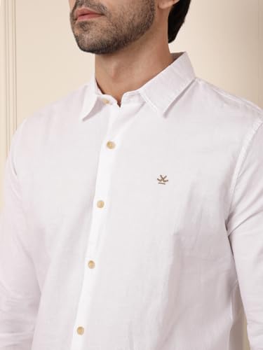 Image of WROGN Men's Linen Blend Shirt | Solid Styles | Slim Fit
