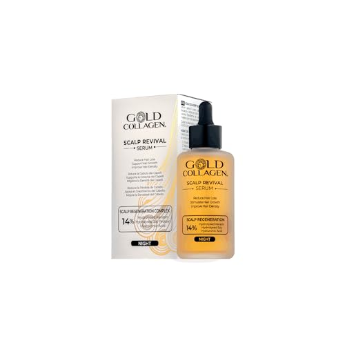 GOLD COLLAGEN Scalp Revival - Hair Serum with Hyaluronic Acid, Keratin & Natural Extracts for Scalp Health & Hair Growth - Women's Damaged, Fragile Hair Serum & Loss Treatment