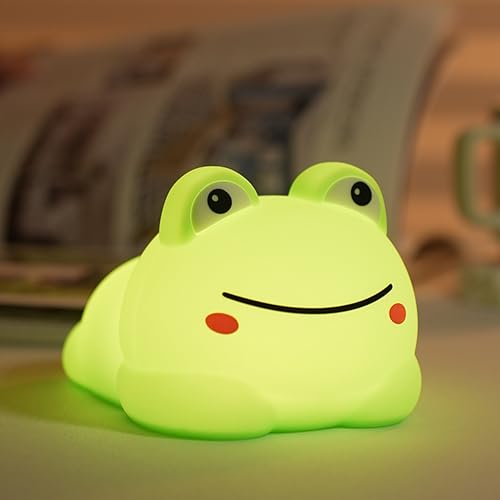 Image of Led Cute Frog Night Light, Dimmable Timer Kawaii Lamps, Super Squishy Silicone USB Rechargeable Touch Control Night Lamp, Used for Camping Party Room Decor (Frog A)
