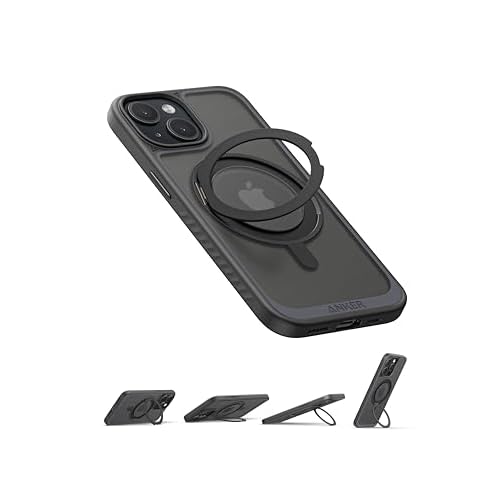 Anker Ultra Magnetic for iPhone 13/14 Case with Sturdy 360° Ring Stand, Military-Grade Shockproof iPhone 13/14 Kickstand Compatible with MagSafe(Clear) iPhone 13/14 Clear