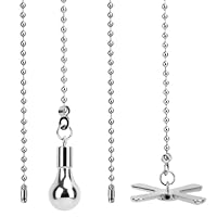 2stk Ventilator-Zugkettenverlängerung, 30cm Dekorative Zugkettenverlängerung mit Glühbirne und Ventilatorkabel Deckenventilator-Zugkettenverlängerungen für Deckenventilator Licht Lampe